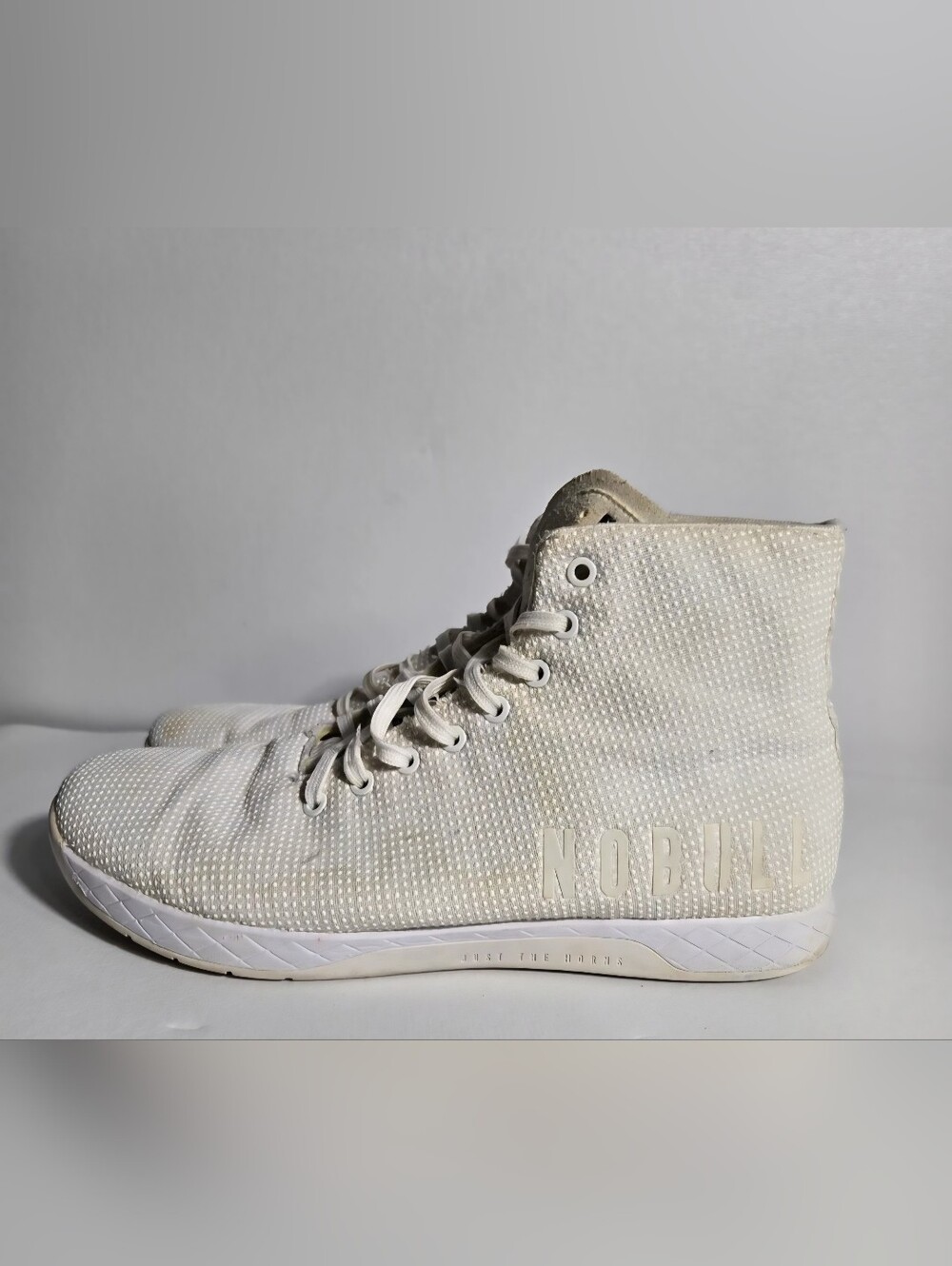 Nobull Superfabric Canvas Trainer High Top weight lifting White Men 12.5